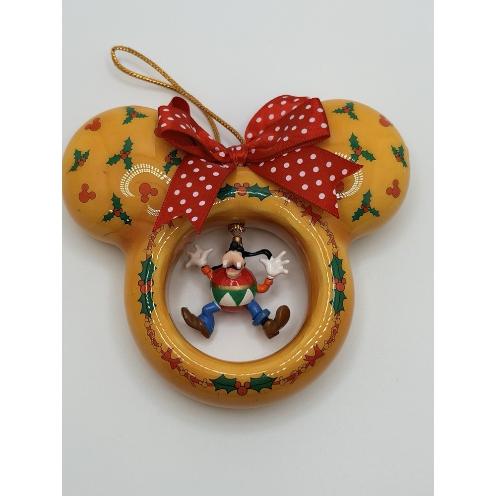Enesco Disney Christmas Tree Ornament Goofy Mickey Mouse Ears Yellow